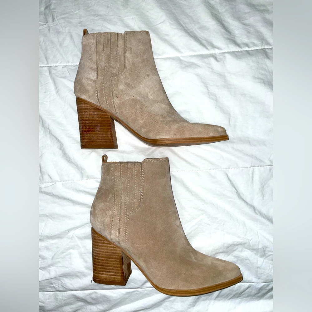 Marc Fisher Booties in Cloud Suede